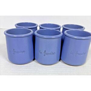 6 La Fermiere Yogurt Pots Periwinkle Terracotta Pottery French Style 6 oz 3"